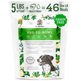 Dr. Harvey's Veg-to-Bowl base mix bag front showing grain-free foundation for homemade dog meals.