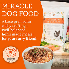 Dr. Harvey's Veg-to-Bowl Fine Ground base mix rehydrated in minutes for grain-free dog meals