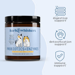 Dr. Mercola Bark & Whiskers probiotic enzymes being mixed with pet food.