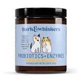 Dr. Mercola Bark & Whiskers bottle front promoting daily digestive support for pets.