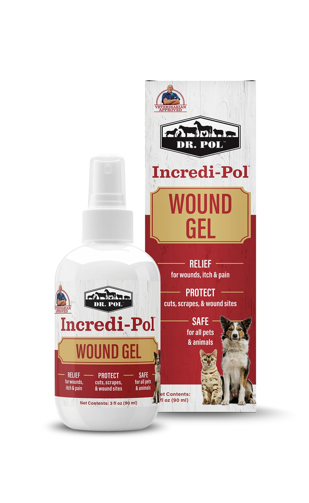 Dr. Pol Incredi-Pol wound gel spray for dogs eases discomfort while protecting wounds.