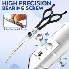 Dragon Creek 6.5-inch curved dog grooming scissors for precise shaping.