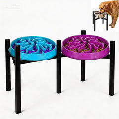 Drawinsage adjustable elevated dog bowl stand top view shows ergonomic height options.