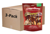 DreamBone Chicken-Wrapped Chews pack front image, showing rawhide-free dental benefits and tasty chicken flavor.