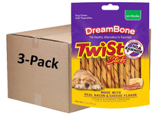 DreamBone Twist Sticks real bacon-cheese close-up, tasty chew time for dogs