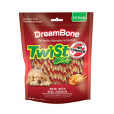 DreamBone Twist Sticks real chicken chew—tasty and rawhide-free.
