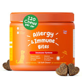 Dreress multi-symptom dog allergy relief chews with lamb flavor bottle front—soothes itching, supports digestion.
