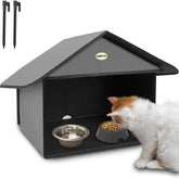 Dreyoo outdoor feeding station weatherproof roof protects meals from rain.