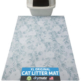 Drymate cat litter box mat with litter-trapping surface protects floors and reduces mess.