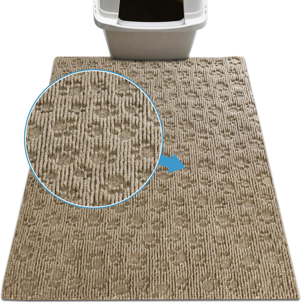 Drymate cat litter box mat top view highlights litter-trapping grooves for cleaner floors