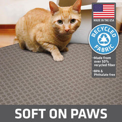 Easy cleaning: machine washable Drymate cat litter mat.
