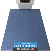 Drymate cat litter mat front view in blue XL traps litter and protects floors.