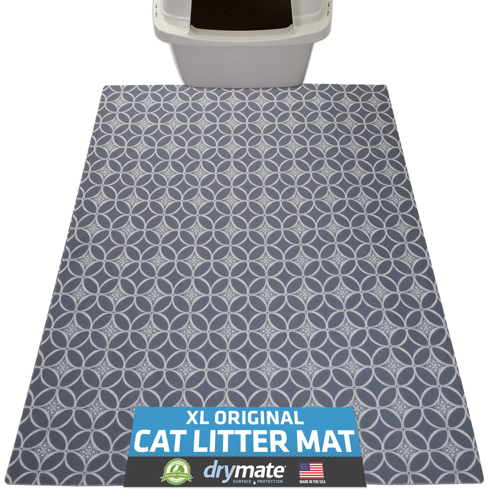 Drymate cat litter mat indigo grey front view reduces tracking and keeps floors clean.