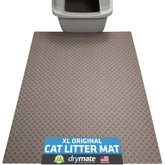 Drymate cat litter mat with litter-trapping design captures litter and reduces tracking.