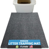 Drymate cat litter mat with ridged design traps litter and protects floors.