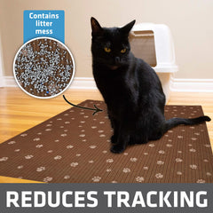 Drymate cat litter mat with waterproof backing absorbs liquids to protect floors.