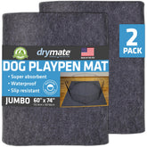 Drymate dog playpen mat 60x74 provides floor protection and mess containment.