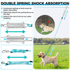 Duckygoo dog runner cable and pulley system enabling smooth roaming