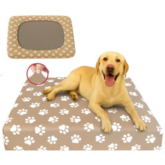 DUKE&LEFTY PetBed Slipcover in tan on a bed protects furniture.