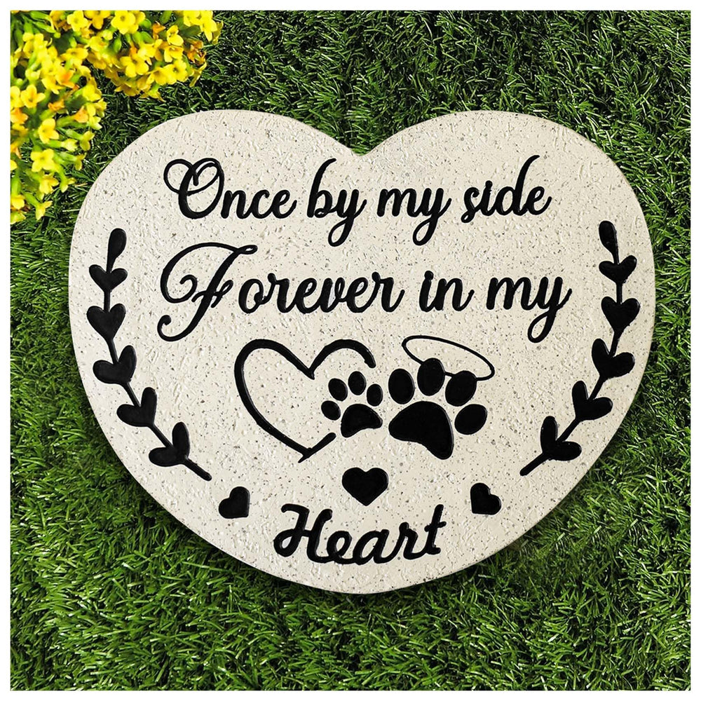 DUMING-IN heart-shaped dog memorial stone for garden memory and tribute.