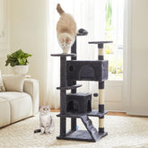 DUMOS 54-inch cat tree top view shows multi-level climbing space for active cats.