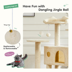 Round platform on the DUMOS cat tree offers a high perch.