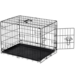 DUMOS 30-inch dog crate folding design for easy storage and travel.