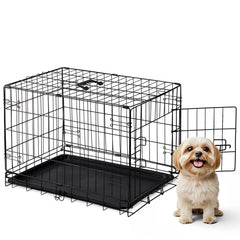 DUMOS 30-inch dog crate front view shows sturdy construction for safe confinement
