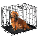 DUMOS dog crate front view showing single door for easy entry and ventilation
