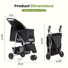 DUMOS pet stroller cabin with removable cushion keeps pets cozy during rides