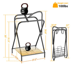 Dunatou saddle rack carbon steel with black finish supports English and Western saddles