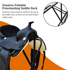 Dunatou saddle rack fits Western and English saddles with pads