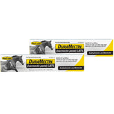 Duramectin bottle front shows an oral dewormer for horses targeting parasites.