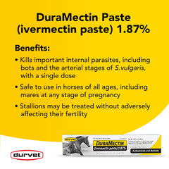 Duramectin box front highlights a two-count packaging for convenient dosing.