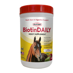 Durvet Biotin Daily Hoof Care jar for easy daily hoof support.