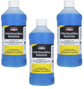 Durvet chlorhexidine solution 16oz pack bottles for easy wound cleaning.