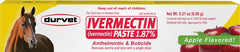 Durvet Equine ivermectin paste apple flavor for horses, convenient single-dose dewormer