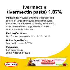Durvet Ivermectin Paste horse-administered scene, supports broad parasite management when used as directed.