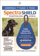 Durvet Spectra Shield collar medallion on collar provides hands-free pest defense for dogs.