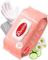 Dusico pet glove wipes with microfiber towel for quick paw cleaning and drying