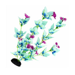 DVHEY betta habitat silk plants provide shelter in a blue and white tank scene.