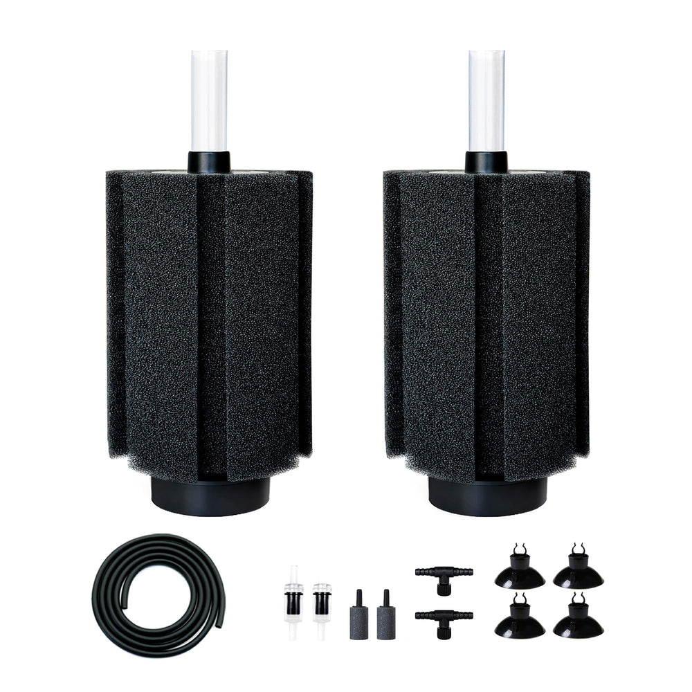 DVHEY sponge filter assembly for large aquariums promotes smooth water and quiet operation.