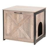 Dwanton hidden-design cat litter box enclosure blends with decor and keeps litter discreet.