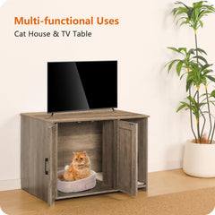 Dwanton cat washroom hidden design keeps litter out of sight and room tidy.