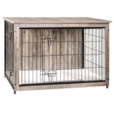 Dwanton dog crate furniture with cushion offers a cozy sleeping spot.