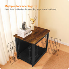Dwanton wooden kennel table with double doors for easy pet entry