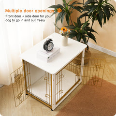 Dwanton dog crate furniture side view showing stable feet on floor