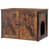 Dwanton Litter Box Enclosure front view shows hidden litter box with stylish furniture design.