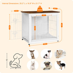 Dwanton wooden kennel table interior with cushion for cozy resting spot