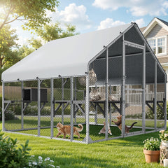 DWVO 94-inch catio front view shows a spacious multi-cat outdoor play area